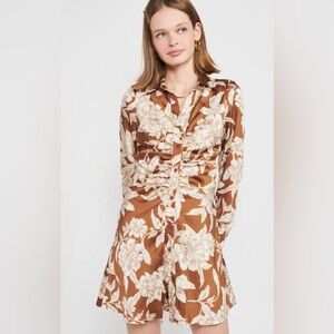 En Saison Angelia Floral Long Sleeve Mini Shirtdress Floral Dress Xs